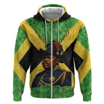 Marcus Garvey Zip Hoodie Jamaican Flag Theme African Fist Civil Rights Symbol Pan African Tribute Design - African Pride