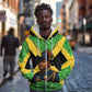 Marcus Garvey Zip Hoodie Jamaican Flag Theme African Fist Civil Rights Symbol Pan African Tribute Design - African Pride