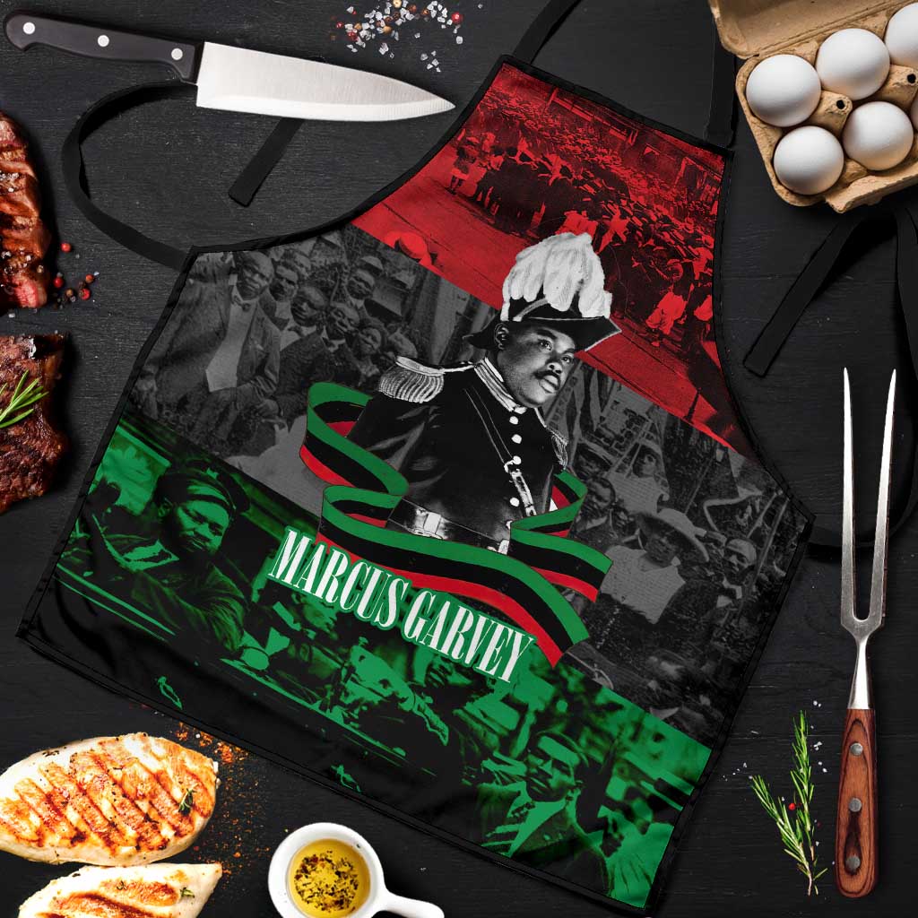 Marcus Garvey Apron Collage Design Progress Is the Attraction Quote Pan African Movement Tribute - African Pride