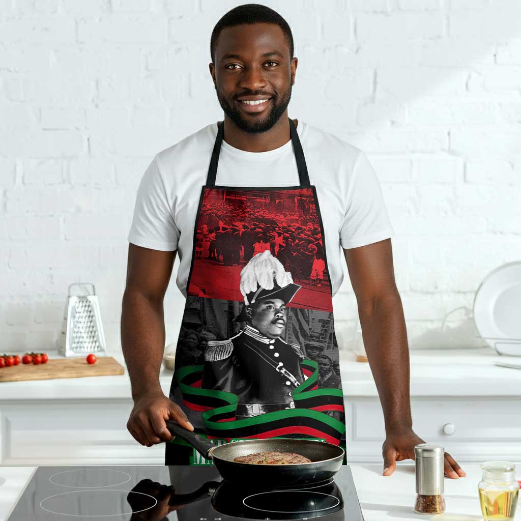 Marcus Garvey Apron Collage Design Progress Is the Attraction Quote Pan African Movement Tribute - African Pride