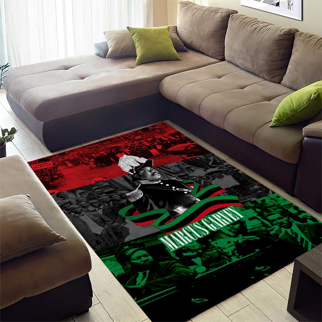 Marcus Garvey Area Rug Collage Design Progress Is the Attraction Quote Pan African Movement Tribute - African Pride