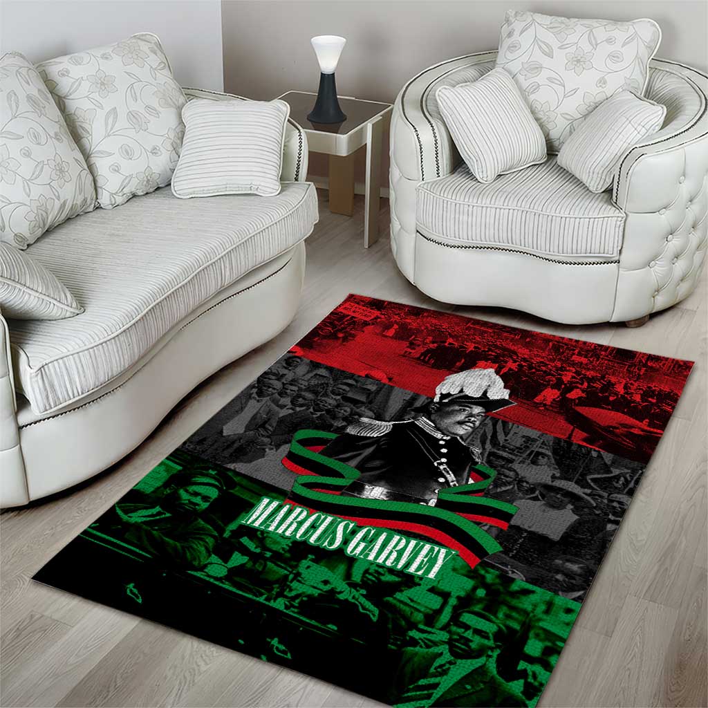 Marcus Garvey Area Rug Collage Design Progress Is the Attraction Quote Pan African Movement Tribute - African Pride
