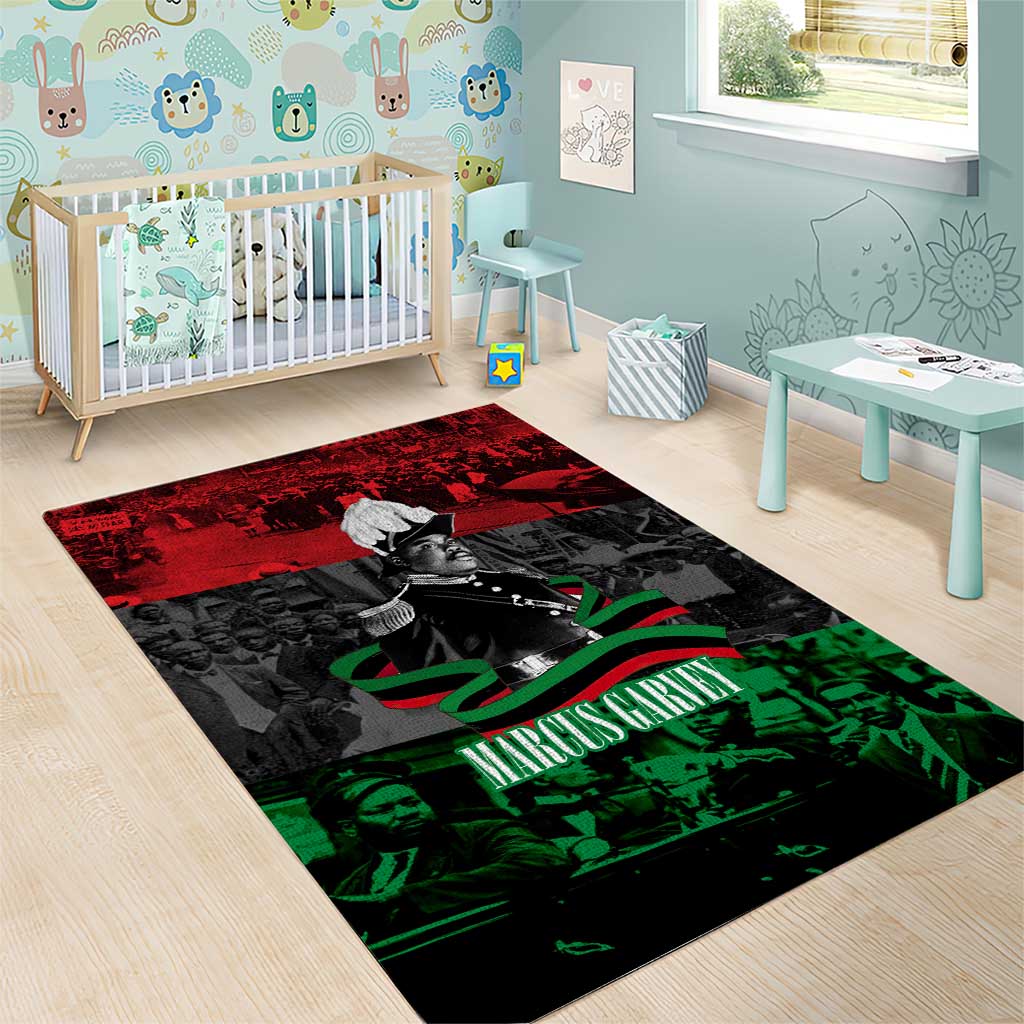 Marcus Garvey Area Rug Collage Design Progress Is the Attraction Quote Pan African Movement Tribute - African Pride