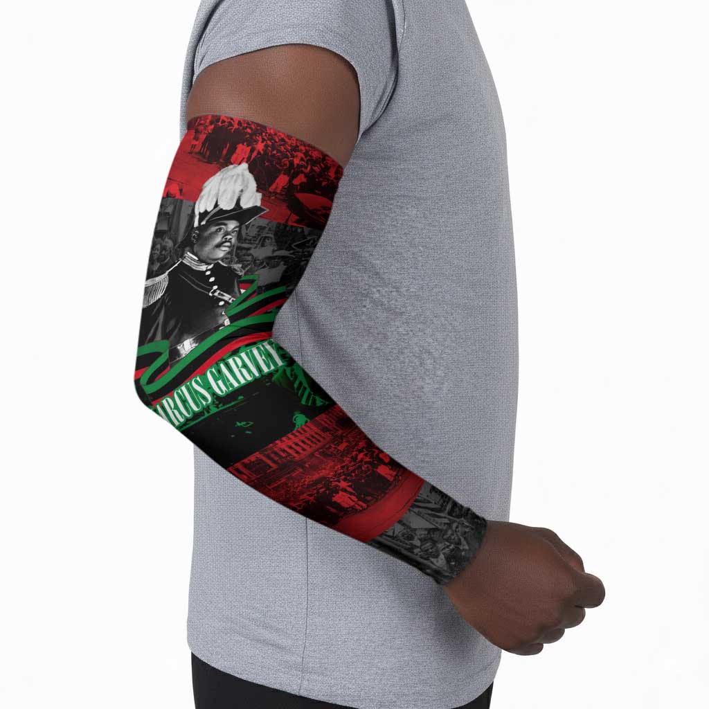 Marcus Garvey Arm Sleeves Collage Design Progress Is the Attraction Quote Pan African Movement Tribute - African Pride