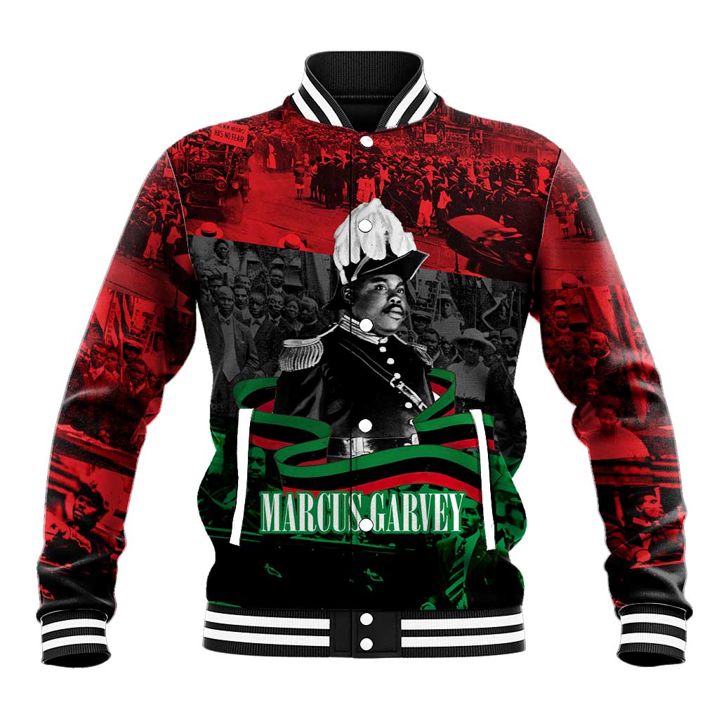 Marcus Garvey Baseball Jacket Collage Design Progress Is the Attraction Quote Pan African Movement Tribute - African Pride