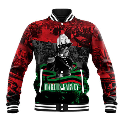 Marcus Garvey Baseball Jacket Collage Design Progress Is the Attraction Quote Pan African Movement Tribute - African Pride