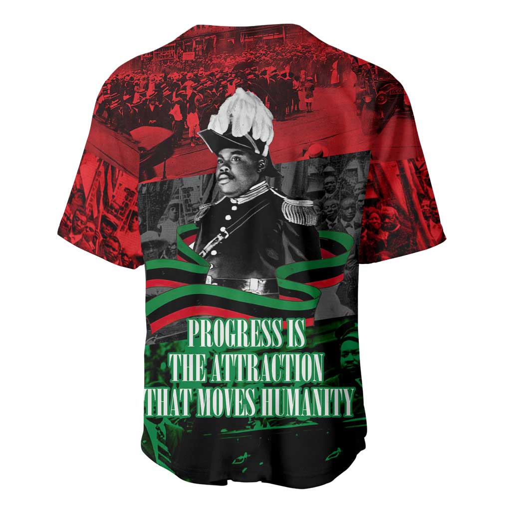 Marcus Garvey Baseball Jersey Collage Design Progress Is the Attraction Quote Pan African Movement Tribute TS04