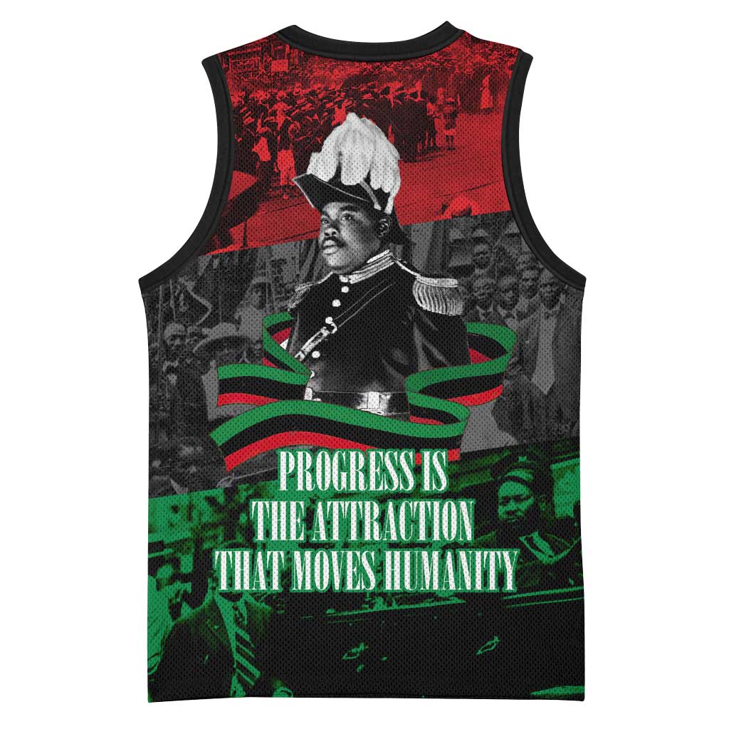 Marcus Garvey Basketball Jersey Collage Design Progress Is the Attraction Quote Pan African Movement Tribute - African Pride