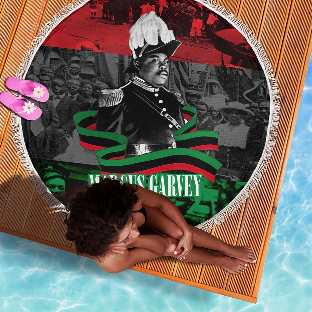 Marcus Garvey Beach Blanket Collage Design Progress Is the Attraction Quote Pan African Movement Tribute - African Pride