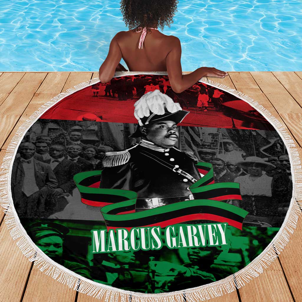 Marcus Garvey Beach Blanket Collage Design Progress Is the Attraction Quote Pan African Movement Tribute - African Pride