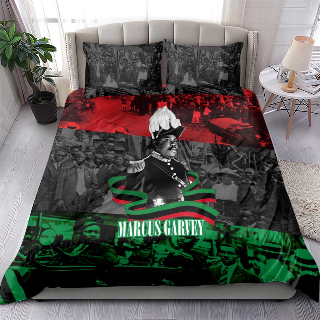 Marcus Garvey Bedding Set Collage Design Progress Is the Attraction Quote Pan African Movement Tribute - African Pride