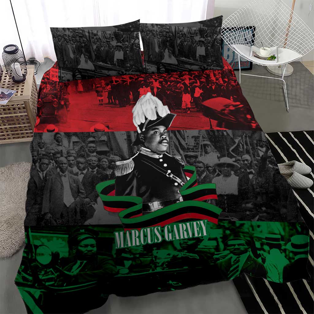 Marcus Garvey Bedding Set Collage Design Progress Is the Attraction Quote Pan African Movement Tribute - African Pride