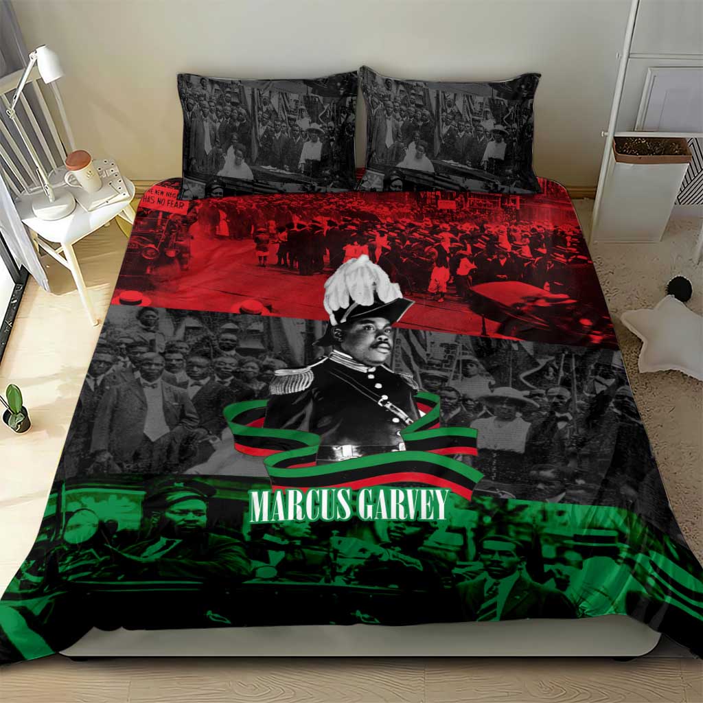 Marcus Garvey Bedding Set Collage Design Progress Is the Attraction Quote Pan African Movement Tribute - African Pride