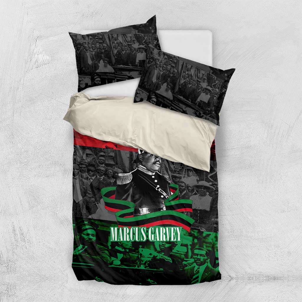 Marcus Garvey Bedding Set Collage Design Progress Is the Attraction Quote Pan African Movement Tribute - African Pride