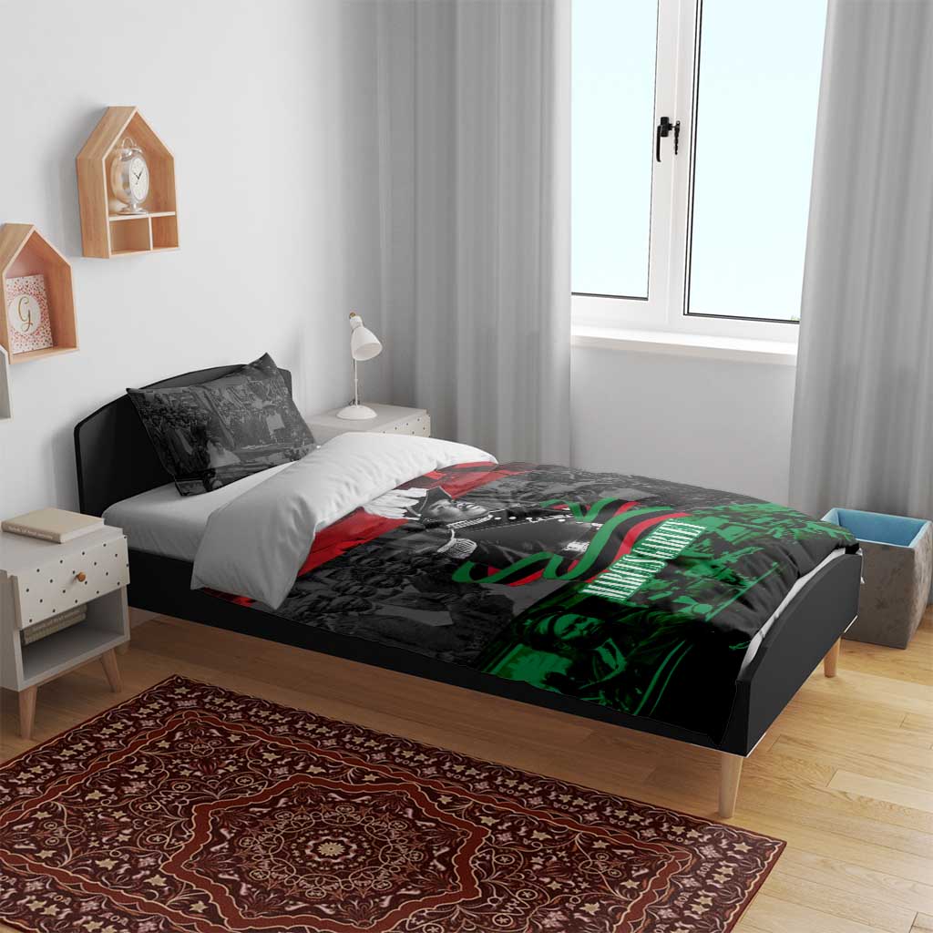 Marcus Garvey Bedding Set Collage Design Progress Is the Attraction Quote Pan African Movement Tribute - African Pride