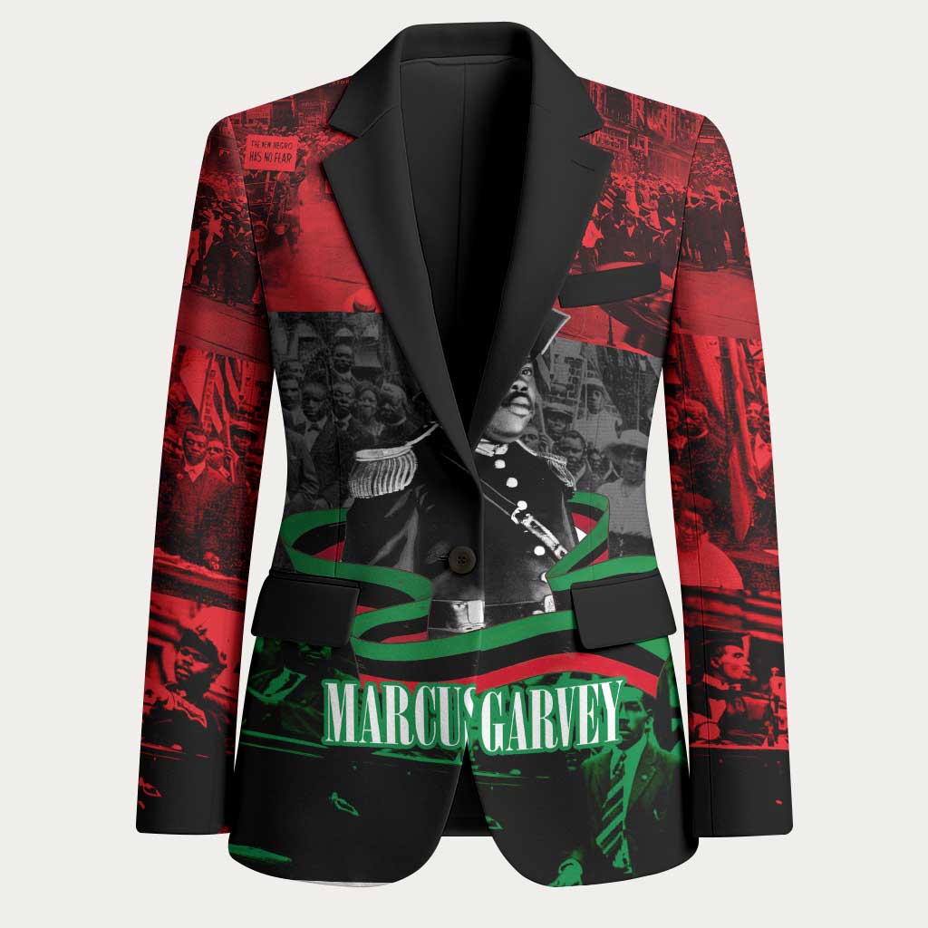 Marcus Garvey Blazer Collage Design Progress Is the Attraction Quote Pan African Movement Tribute - African Pride