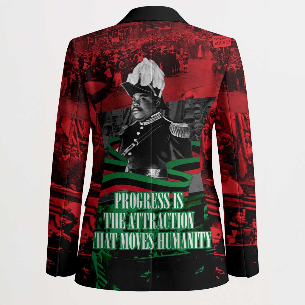 Marcus Garvey Blazer Collage Design Progress Is the Attraction Quote Pan African Movement Tribute - African Pride