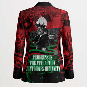 Marcus Garvey Blazer Collage Design Progress Is the Attraction Quote Pan African Movement Tribute - African Pride