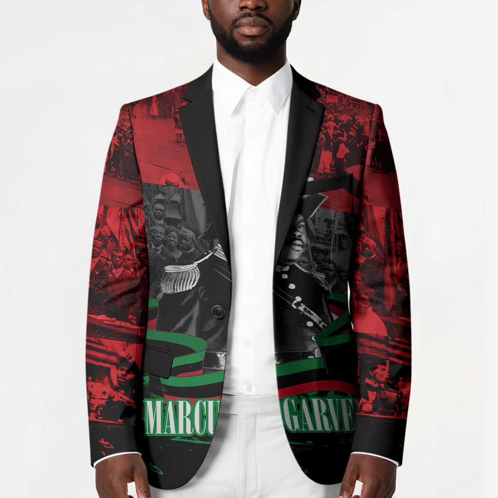 Marcus Garvey Blazer Collage Design Progress Is the Attraction Quote Pan African Movement Tribute - African Pride