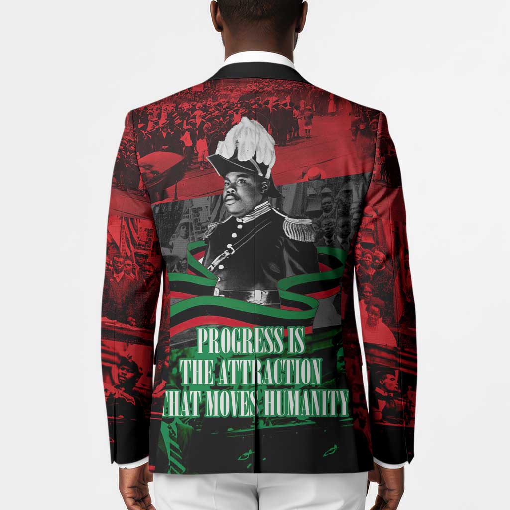 Marcus Garvey Blazer Collage Design Progress Is the Attraction Quote Pan African Movement Tribute - African Pride