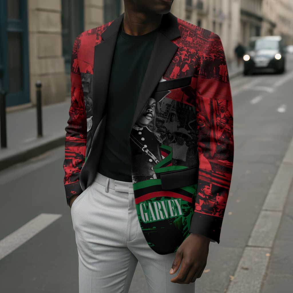 Marcus Garvey Blazer Collage Design Progress Is the Attraction Quote Pan African Movement Tribute - African Pride
