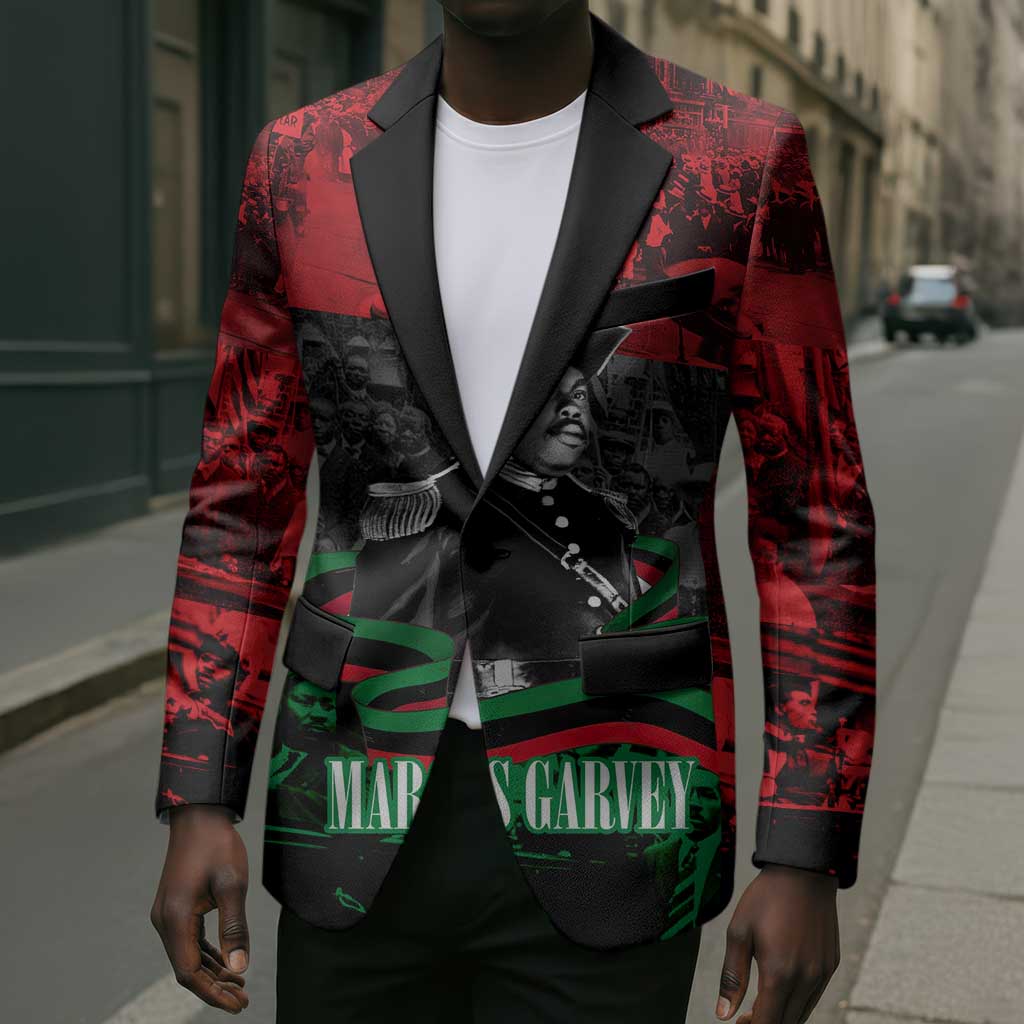 Marcus Garvey Blazer Collage Design Progress Is the Attraction Quote Pan African Movement Tribute - African Pride