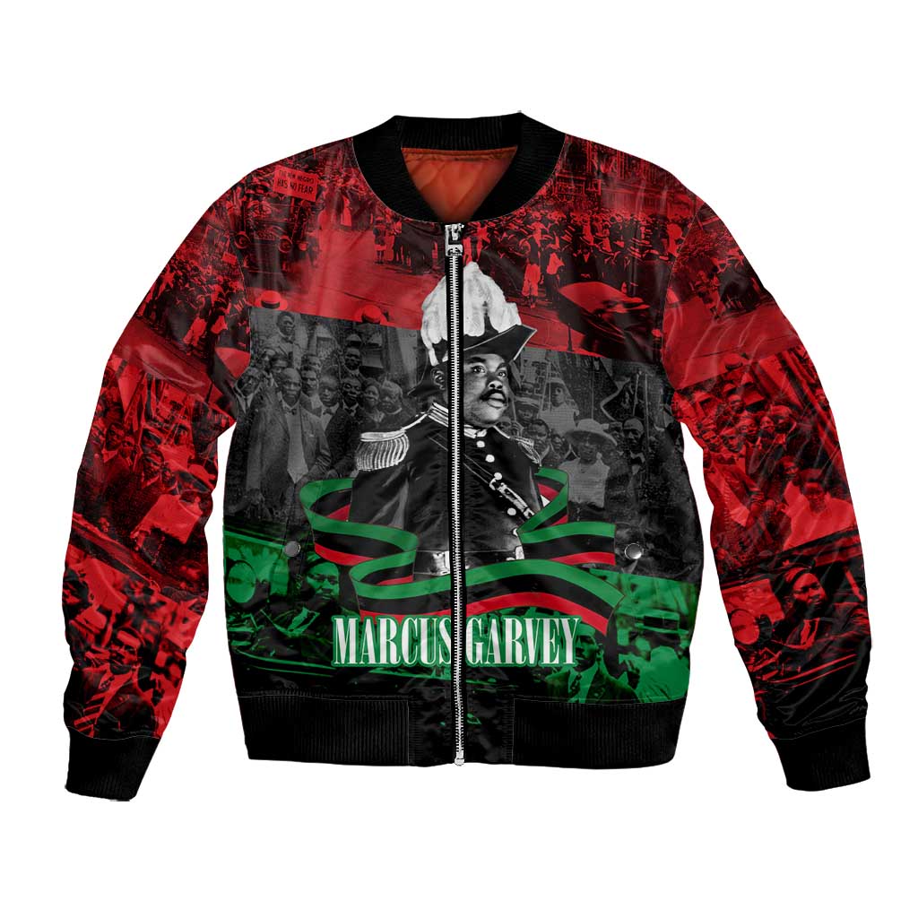 Marcus Garvey Bomber Jacket Collage Design Progress Is the Attraction Quote Pan African Movement Tribute - African Pride