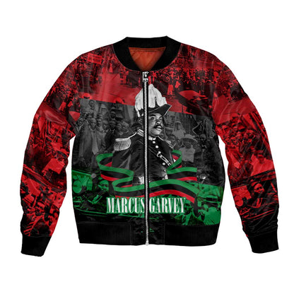 Marcus Garvey Bomber Jacket Collage Design Progress Is the Attraction Quote Pan African Movement Tribute - African Pride