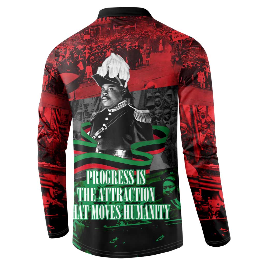 Marcus Garvey Button Sweatshirt Collage Design Progress Is the Attraction Quote Pan African Movement Tribute