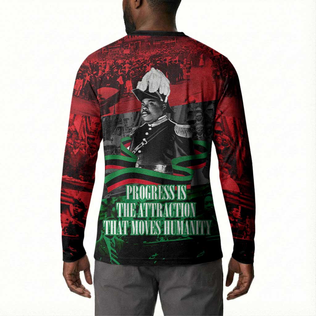 Marcus Garvey Button Sweatshirt Collage Design Progress Is the Attraction Quote Pan African Movement Tribute