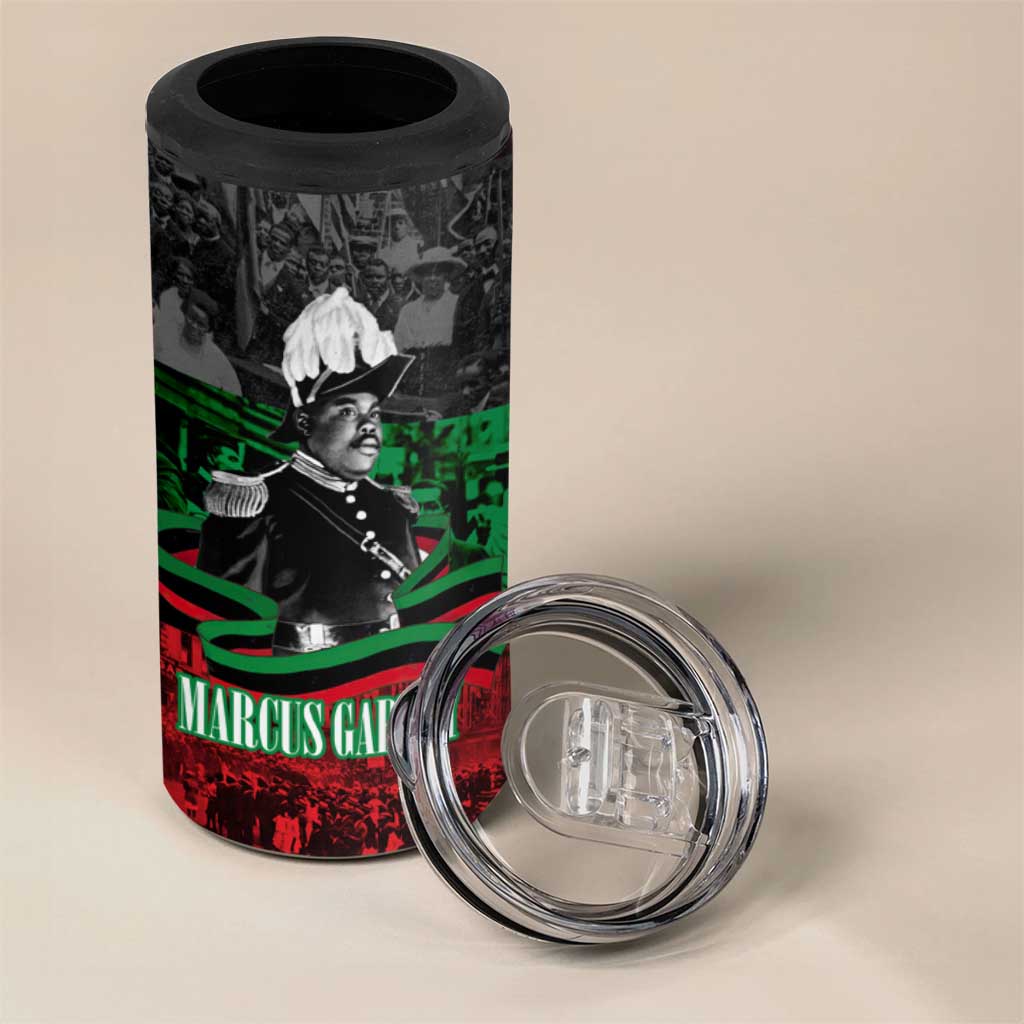 Marcus Garvey 4 in 1 Can Cooler Tumbler Collage Design Progress Is the Attraction Quote Pan African Movement Tribute - African Pride