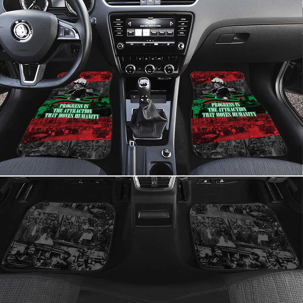 Marcus Garvey Car Mats Collage Design Progress Is the Attraction Quote Pan African Movement Tribute - African Pride