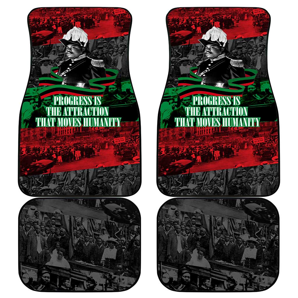Marcus Garvey Car Mats Collage Design Progress Is the Attraction Quote Pan African Movement Tribute - African Pride