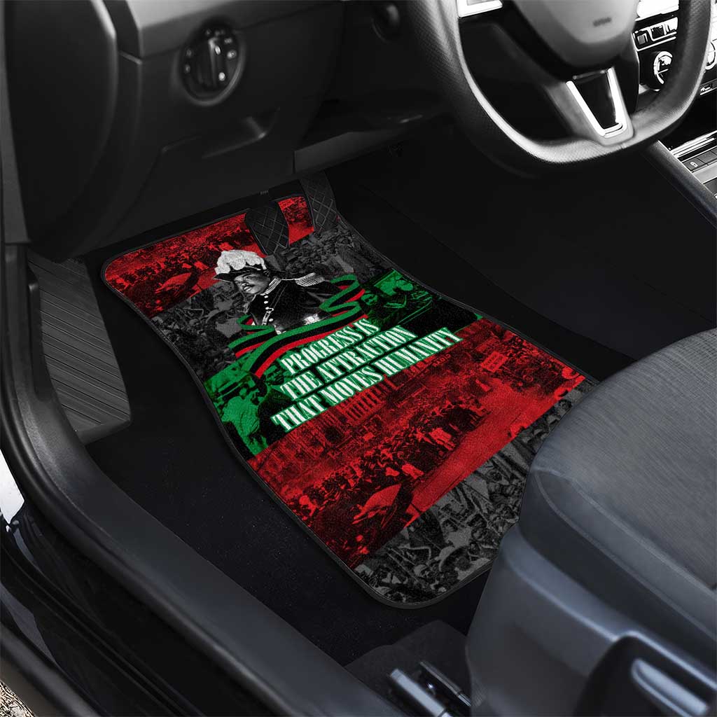 Marcus Garvey Car Mats Collage Design Progress Is the Attraction Quote Pan African Movement Tribute - African Pride