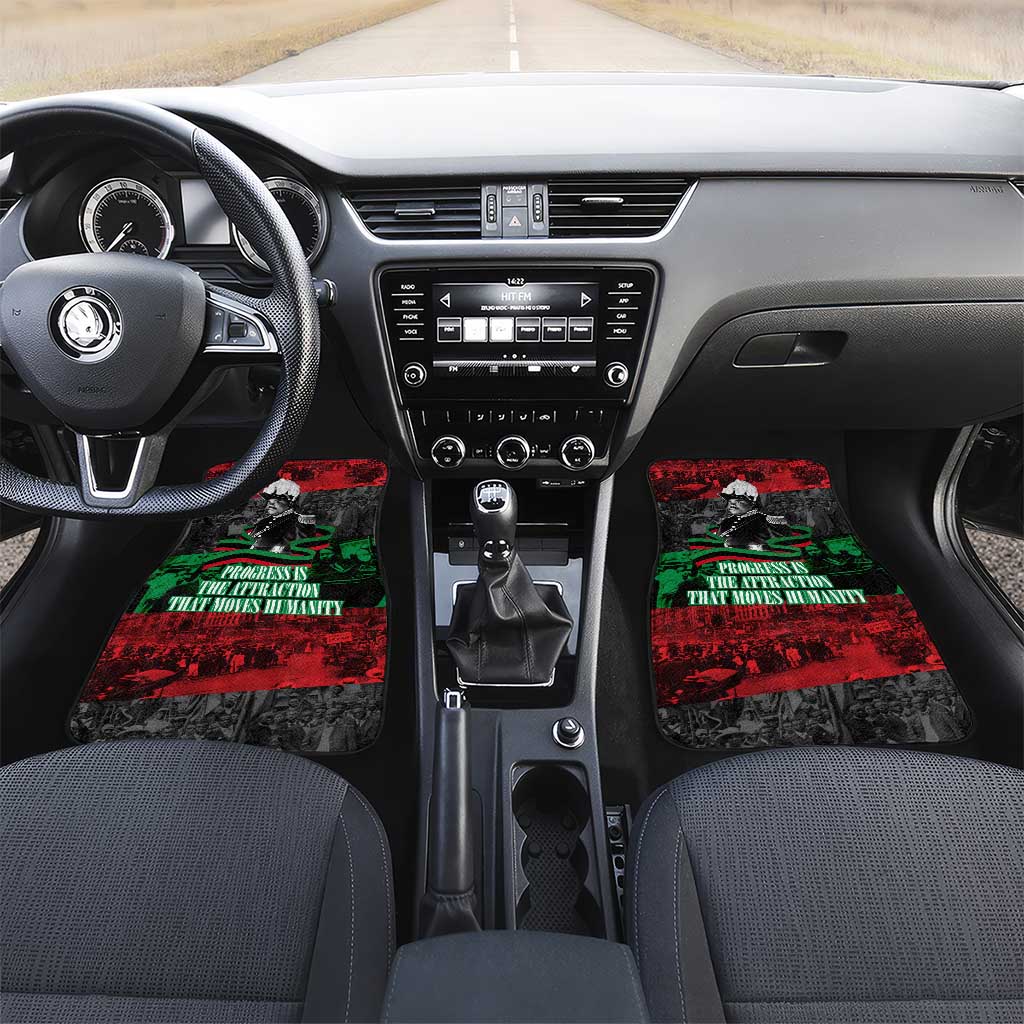 Marcus Garvey Car Mats Collage Design Progress Is the Attraction Quote Pan African Movement Tribute - African Pride