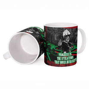 Marcus Garvey Ceramic Mug Collage Design Progress Is the Attraction Quote Pan African Movement Tribute - African Pride