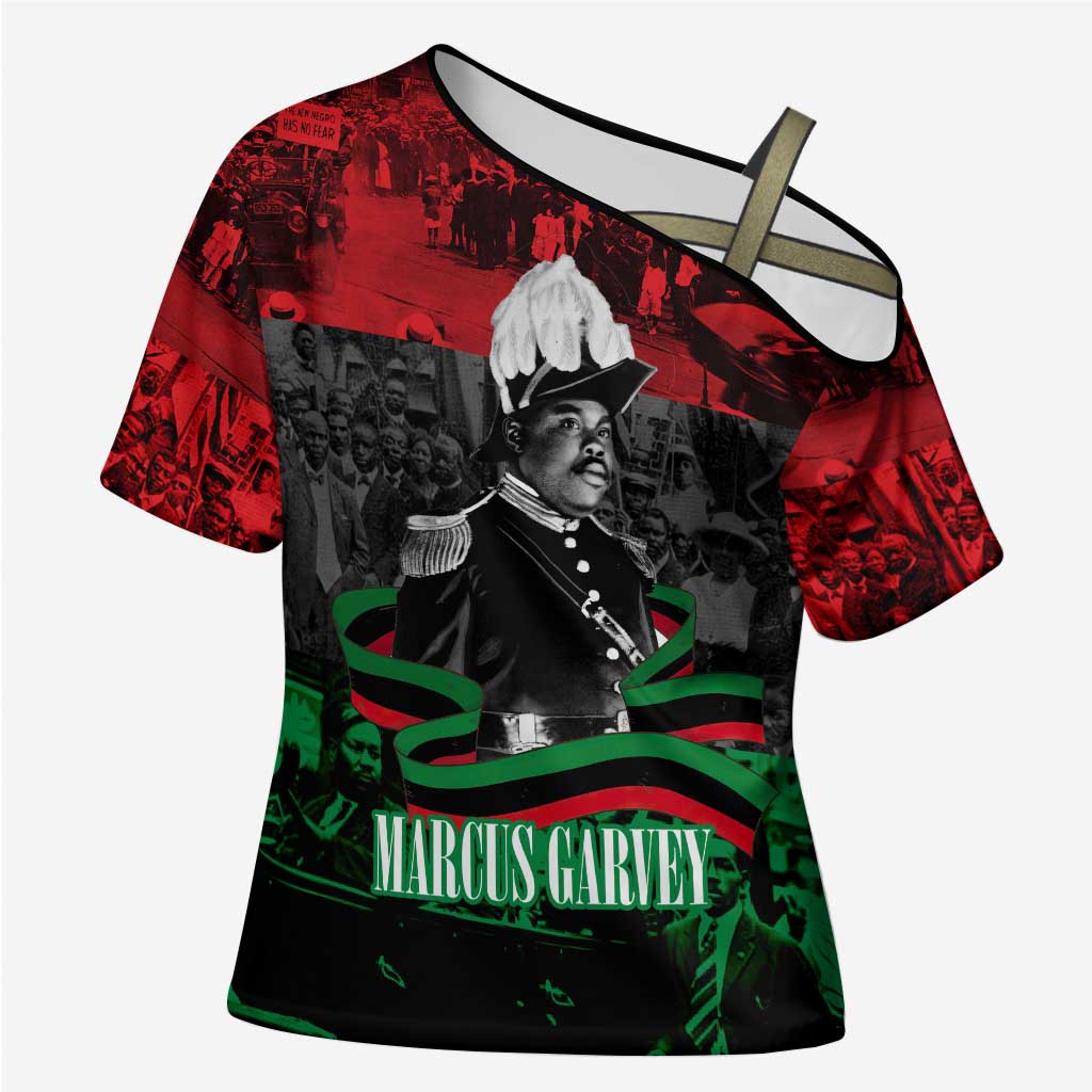 Marcus Garvey Cross Shoulder Shirt Collage Design Progress Is the Attraction Quote Pan African Movement Tribute - African Pride