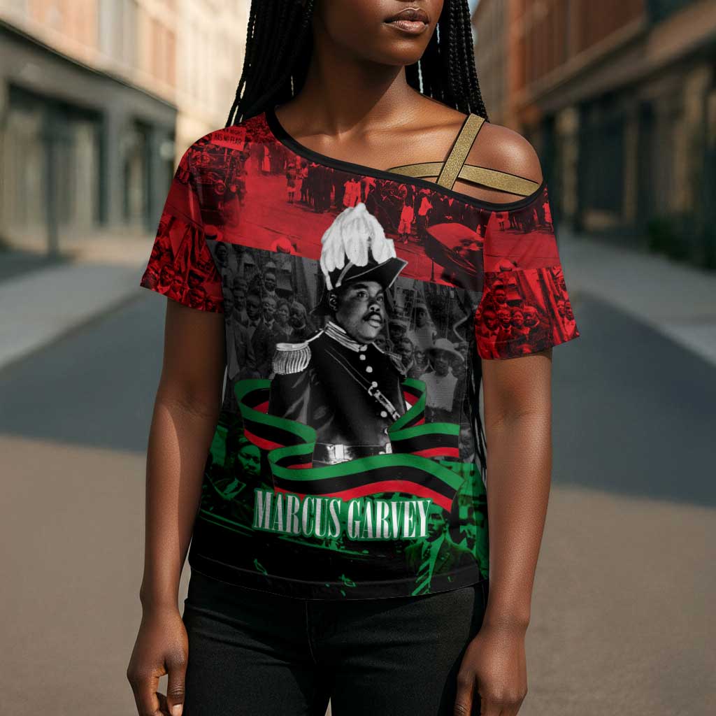 Marcus Garvey Cross Shoulder Shirt Collage Design Progress Is the Attraction Quote Pan African Movement Tribute - African Pride