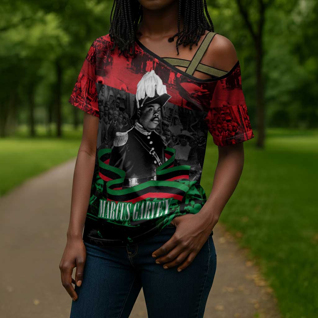 Marcus Garvey Cross Shoulder Shirt Collage Design Progress Is the Attraction Quote Pan African Movement Tribute - African Pride