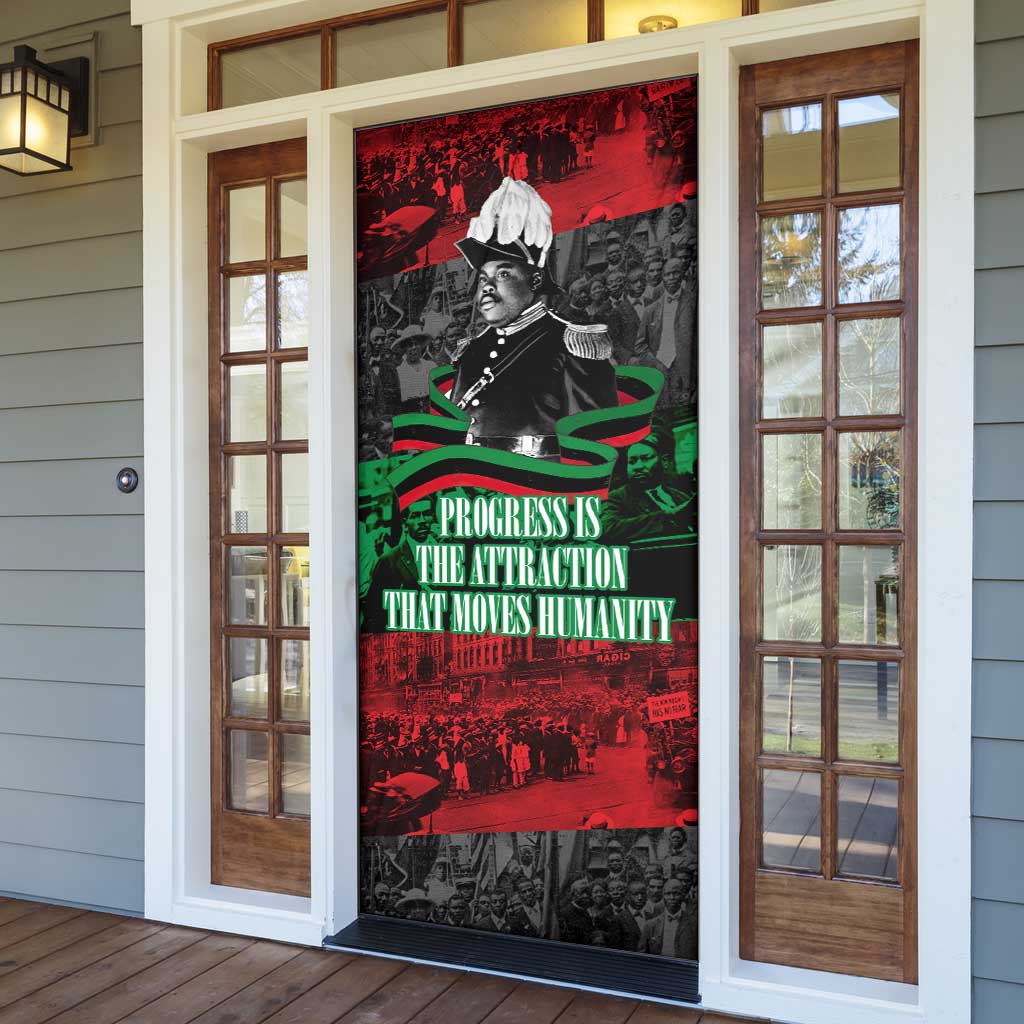 Marcus Garvey Door Cover Collage Design Progress Is the Attraction Quote Pan African Movement Tribute - African Pride