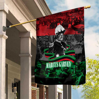 Marcus Garvey Garden Flag Collage Design Progress Is the Attraction Quote Pan African Movement Tribute - African Pride