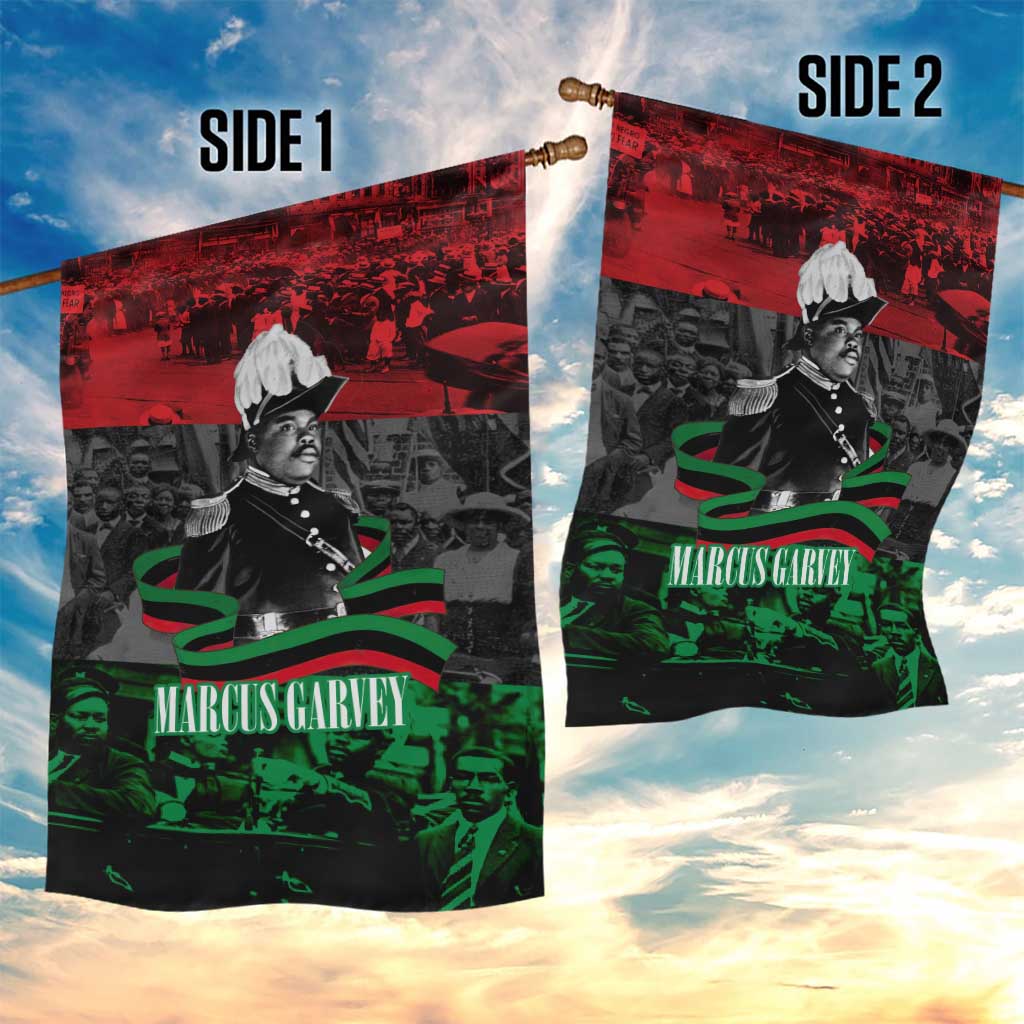 Marcus Garvey Garden Flag Collage Design Progress Is the Attraction Quote Pan African Movement Tribute - African Pride
