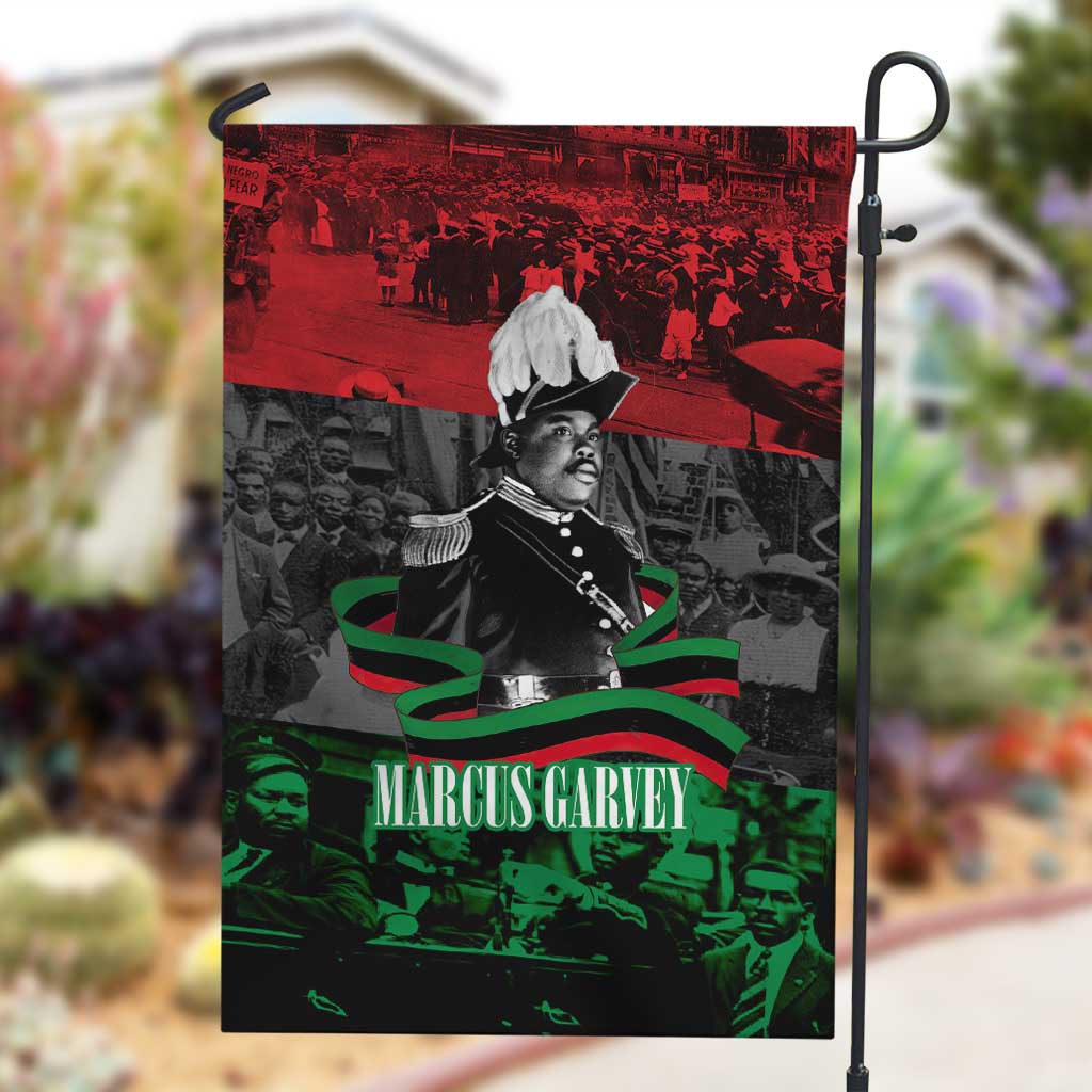 Marcus Garvey Garden Flag Collage Design Progress Is the Attraction Quote Pan African Movement Tribute - African Pride