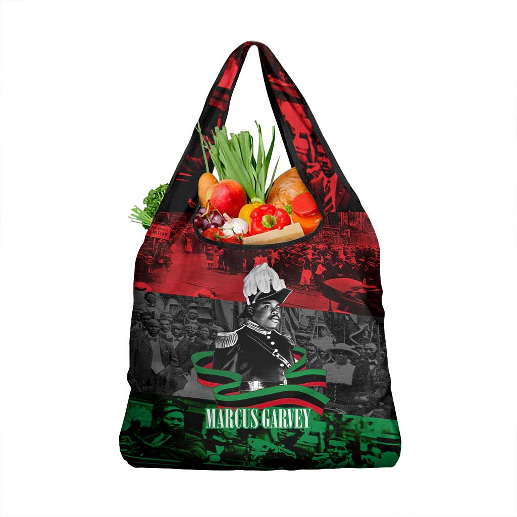 Marcus Garvey Grocery Bag Collage Design Progress Is the Attraction Quote Pan African Movement Tribute - African Pride