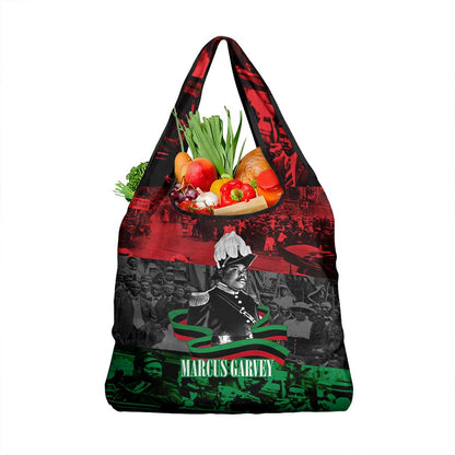 Marcus Garvey Grocery Bag Collage Design Progress Is the Attraction Quote Pan African Movement Tribute - African Pride