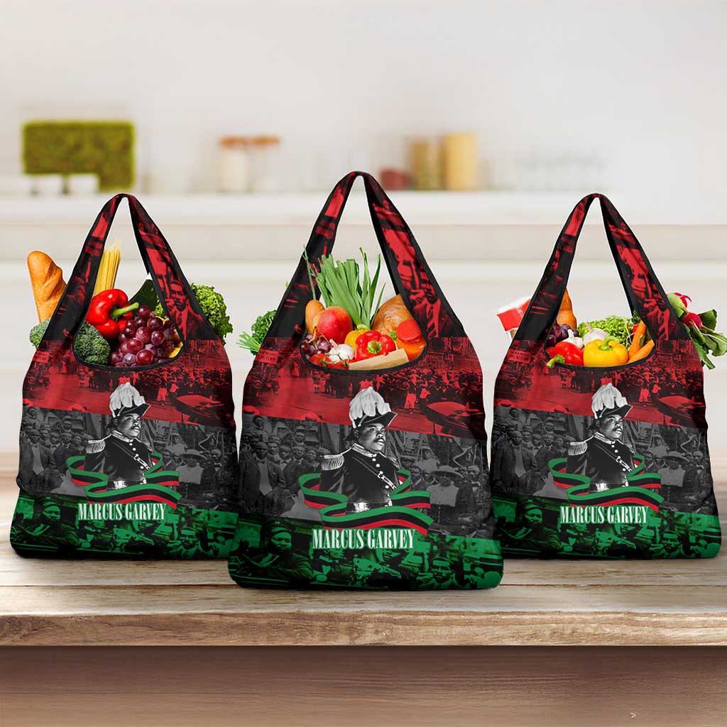 Marcus Garvey Grocery Bag Collage Design Progress Is the Attraction Quote Pan African Movement Tribute - African Pride