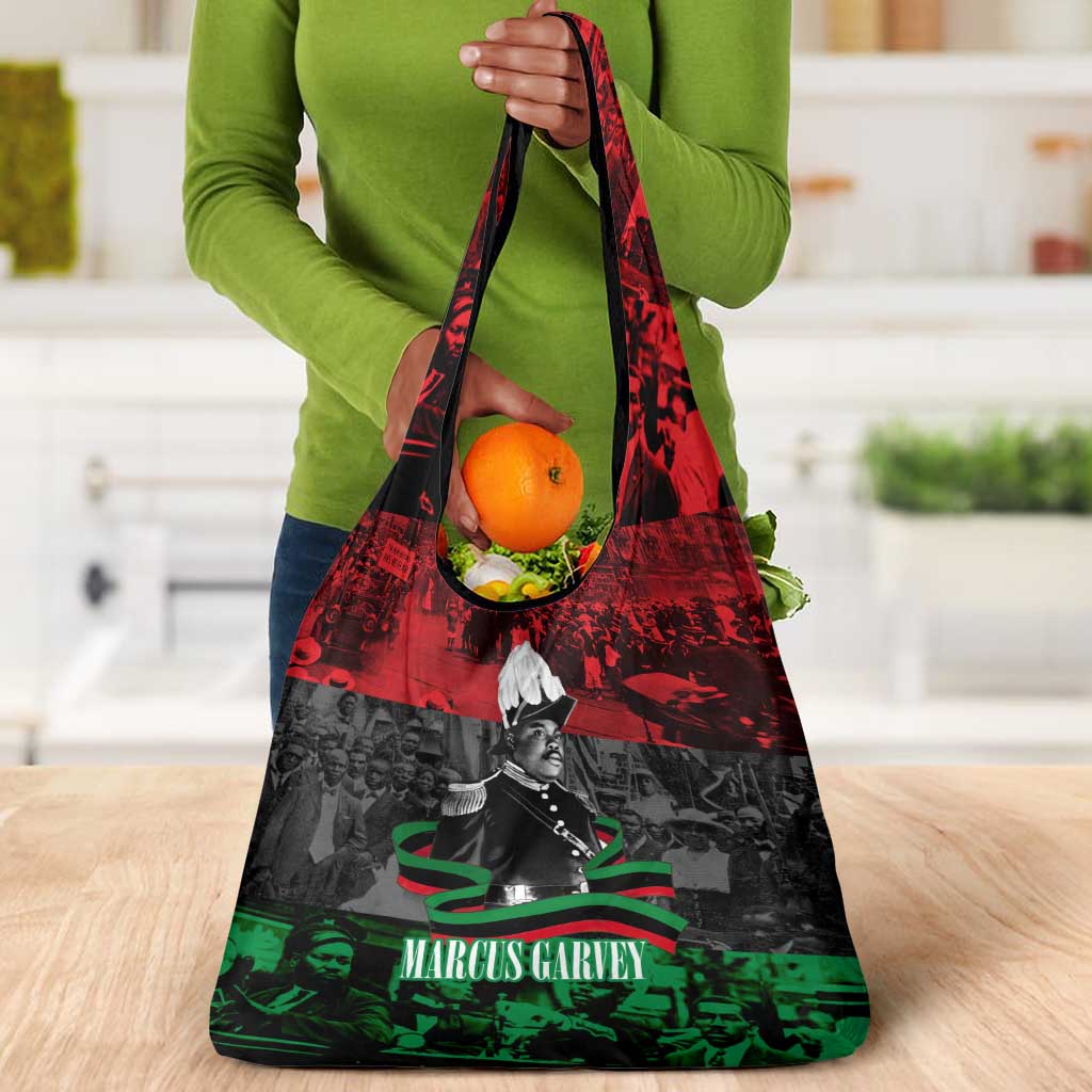 Marcus Garvey Grocery Bag Collage Design Progress Is the Attraction Quote Pan African Movement Tribute - African Pride