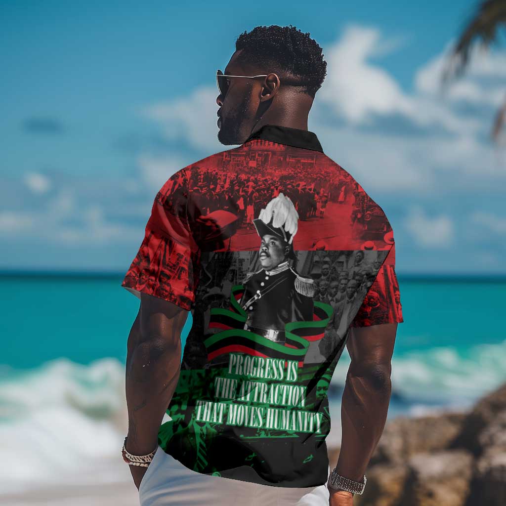 Marcus Garvey Hawaiian Shirt Collage Design Progress Is the Attraction Quote Pan African Movement Tribute TS04