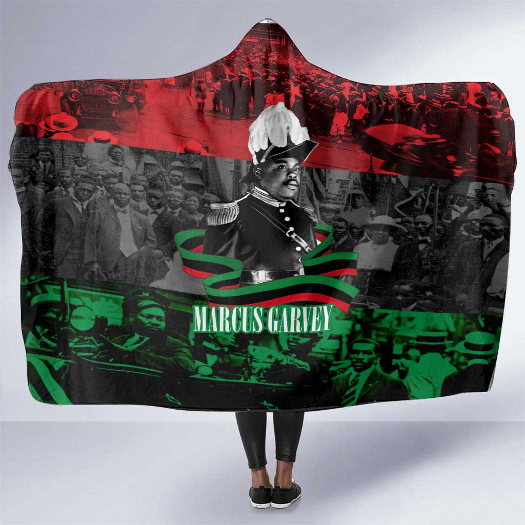 Marcus Garvey Hooded Blanket Collage Design Progress Is the Attraction Quote Pan African Movement Tribute - African Pride