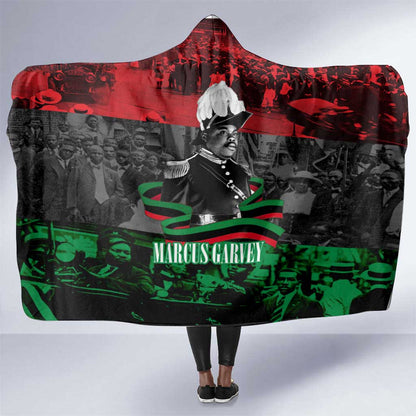 Marcus Garvey Hooded Blanket Collage Design Progress Is the Attraction Quote Pan African Movement Tribute - African Pride